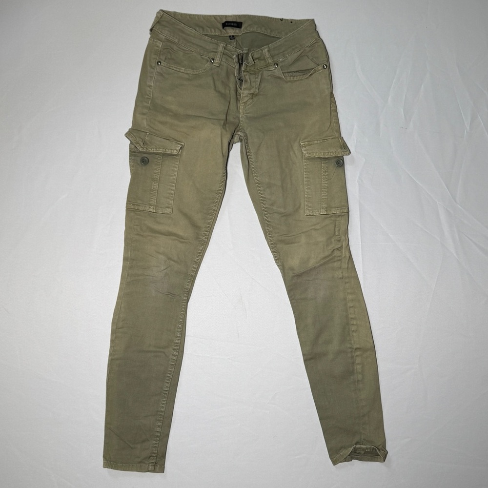 Express Olive Skinny Cargo Jeans